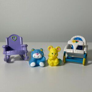 Vintage Y2K Fisher Price Dollhouse Nursery Furniture Toys Set Of 4 (ZZ28)